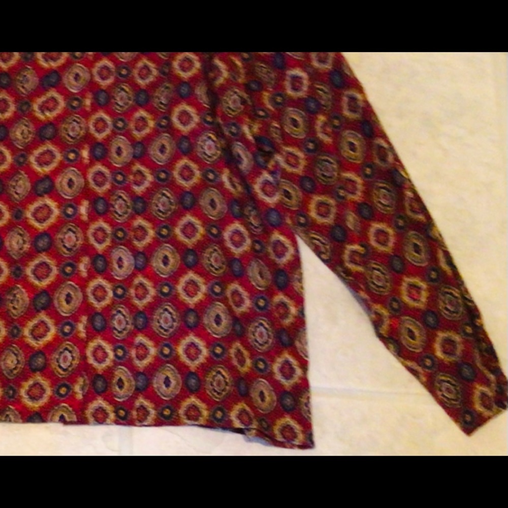 100% Silk Ladies Maroon Patterned Blouse - Size 12